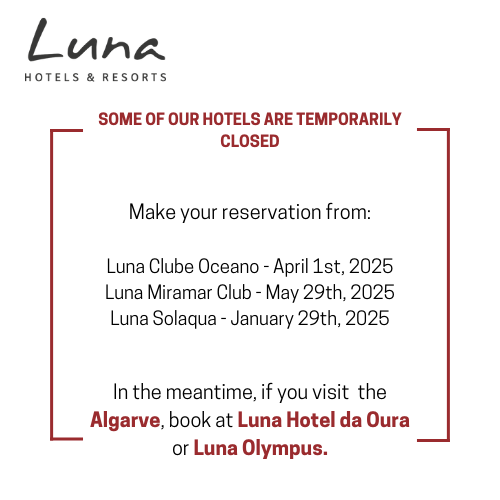 an advertisement for luna hotels and resorts states that some of their hotels are temporarily closed