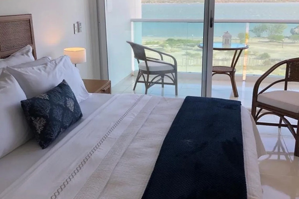Comfortable bed with sea view at Marina Puerto Velero