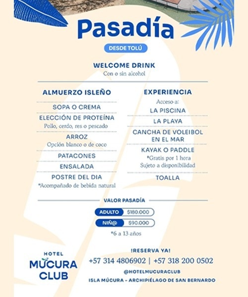 an advertisement for hotel mucura club in spanish