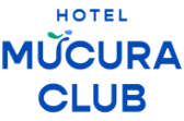 a blue and white logo for hotel mucura club