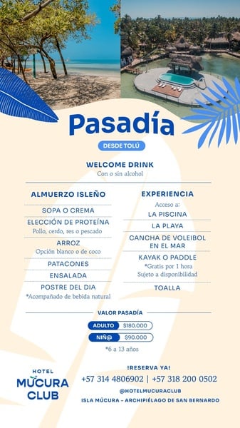 un cartel para el hotel mucura club de pasadia