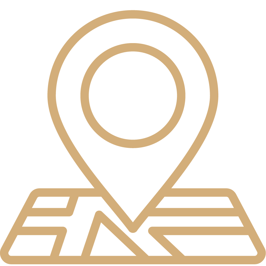 a map icon with a pin pointing to a location