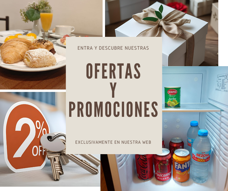 un cartel que dice ofertas y promociones en la parte superior