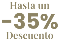hasta un 35 % de descuento en un fondo blanco .