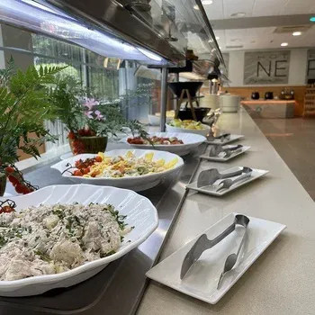 Hotel Neptuno buffet with fresh salads and sides.
