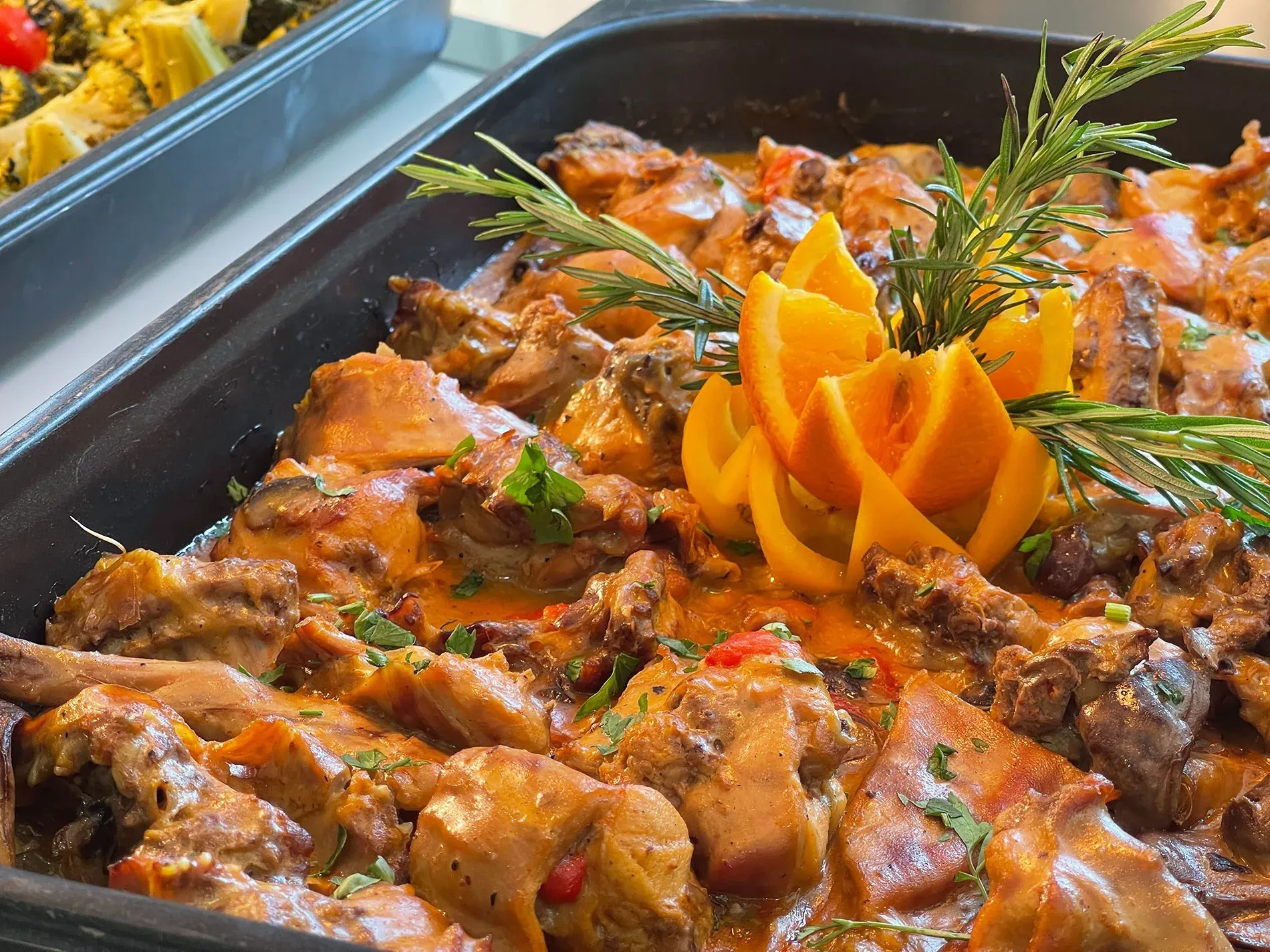 Restoration | Neptuno by ON Group | Roquetas de Mar: Savory braised rabbit with orange and rosemary.