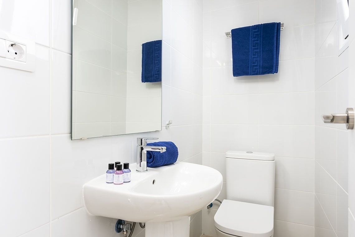 a bathroom with a sink toilet and mirror