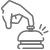 a line drawing of a hand pressing a bell .