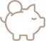 a pixel art icon of a piggy bank on a black background .