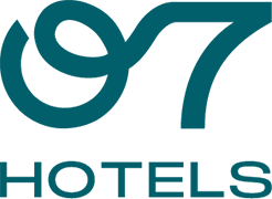 un logotipo azul y blanco para smv hoteles