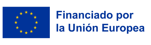 a logo for financiado por la union europea with a blue background