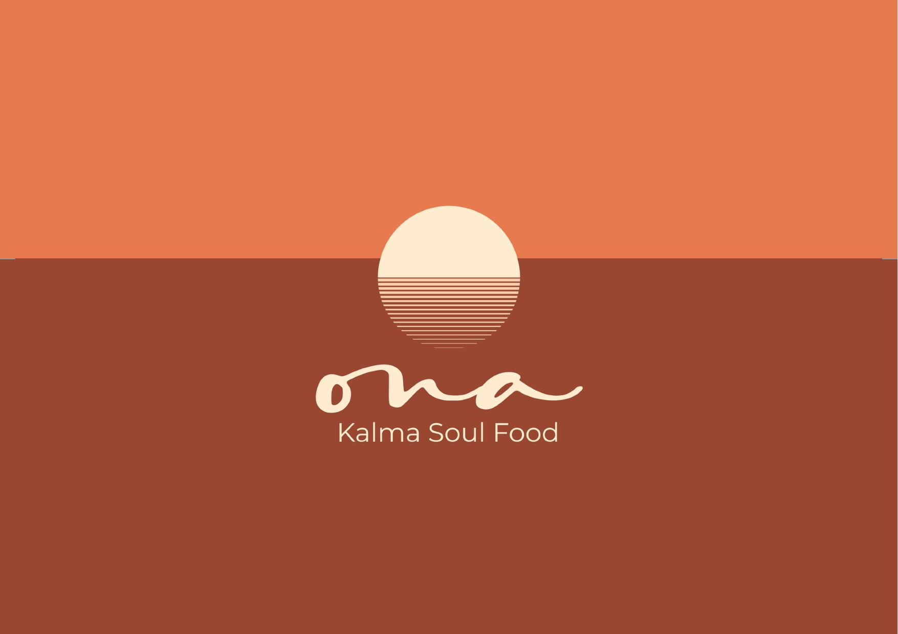 O7 HOTELS: "Ona Kalma Soul Food" logotip amb sol i aigua, tons terra.