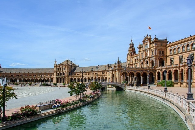 a large building with a flag on top of it