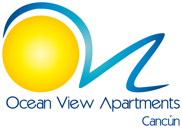 a logo for ocean view apartments in cancun