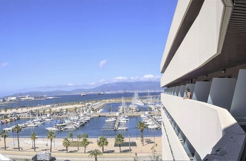 Hotel in La Linea de la Concepcion: Oceanfront balcony with marina views.