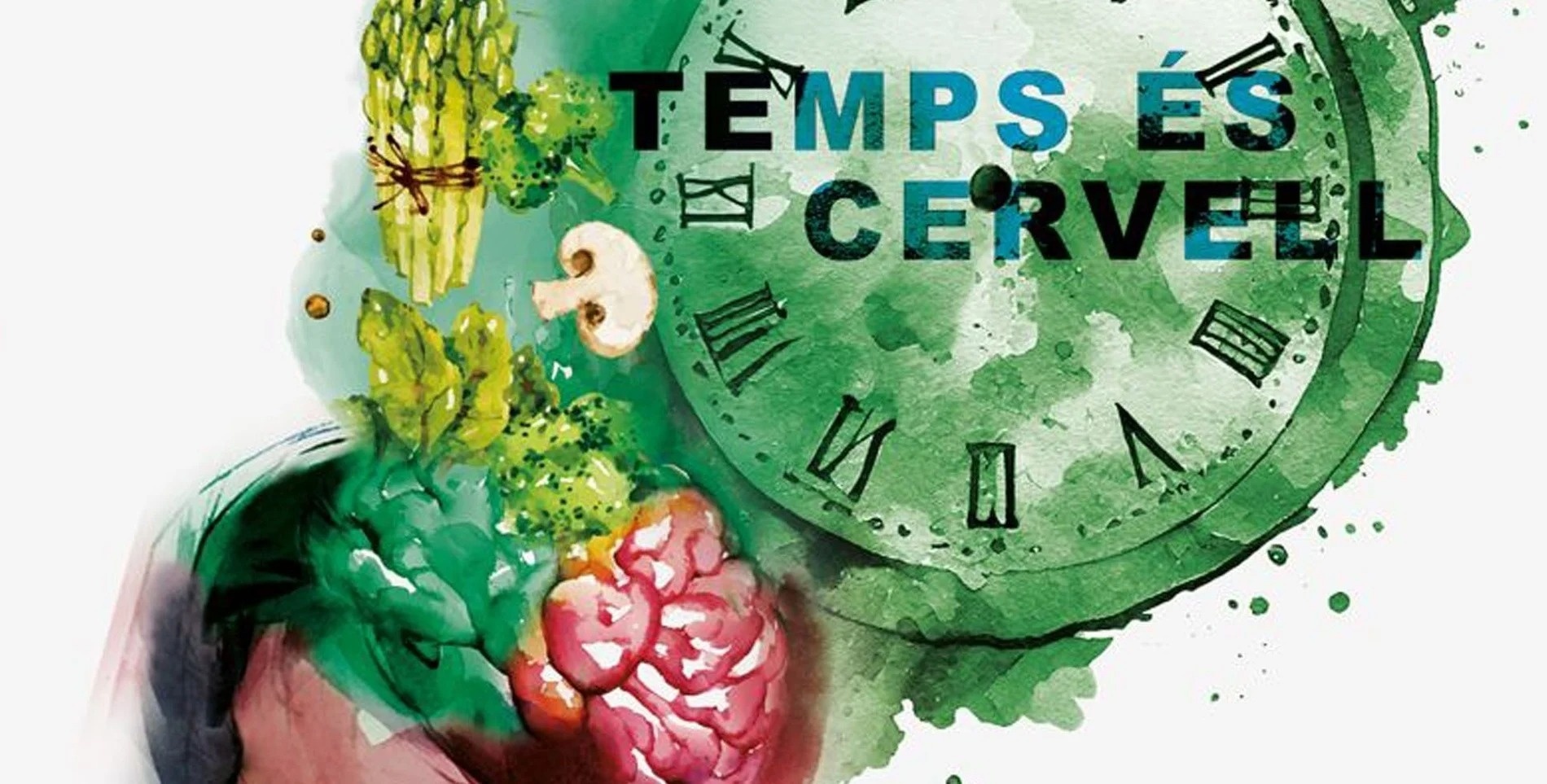 a watercolor painting of a clock and the words temps es cervell