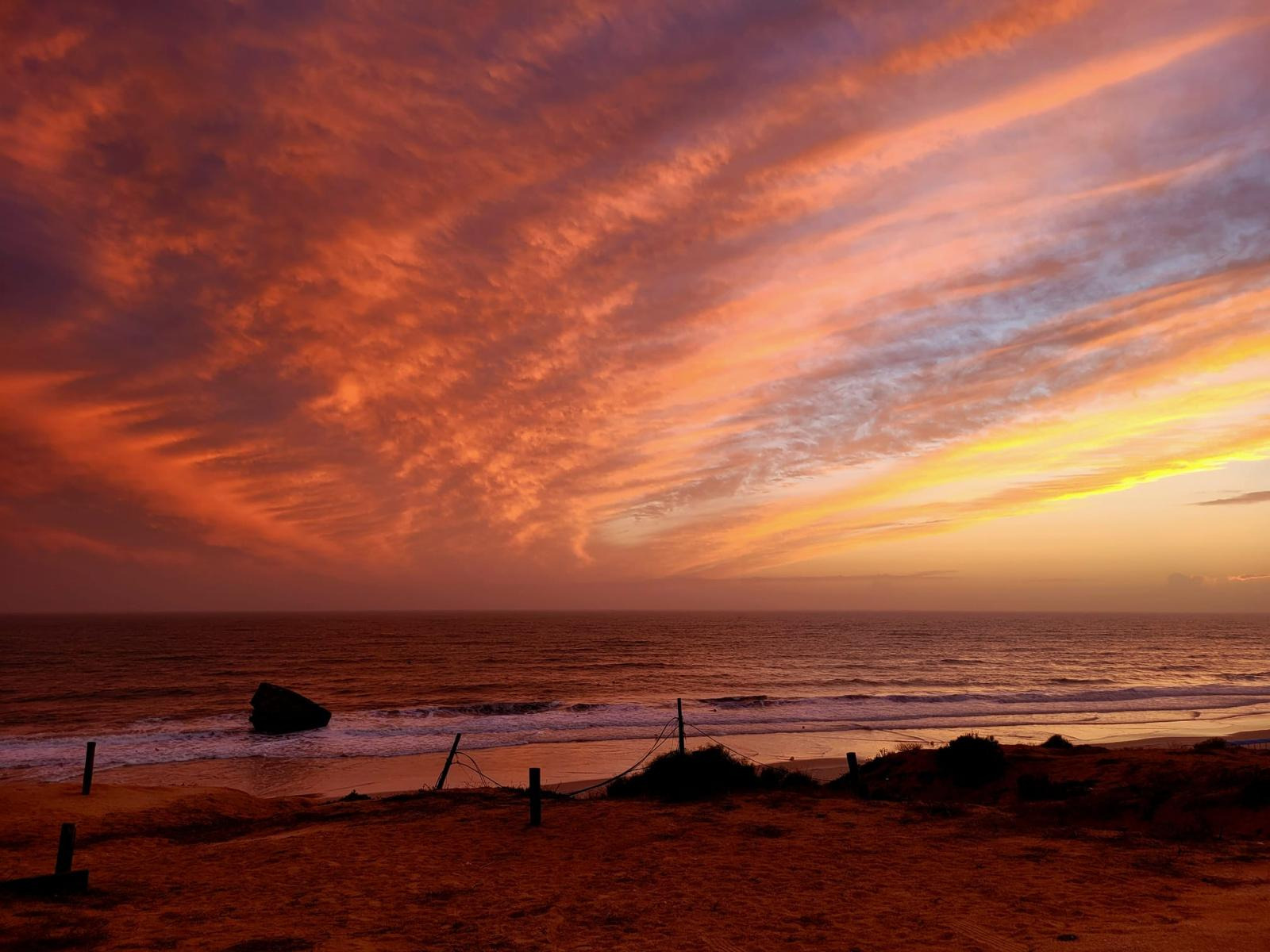 Coucher de soleil sur la plage de Matalascañas