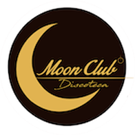 a logo for moon club discoteen with a crescent moon