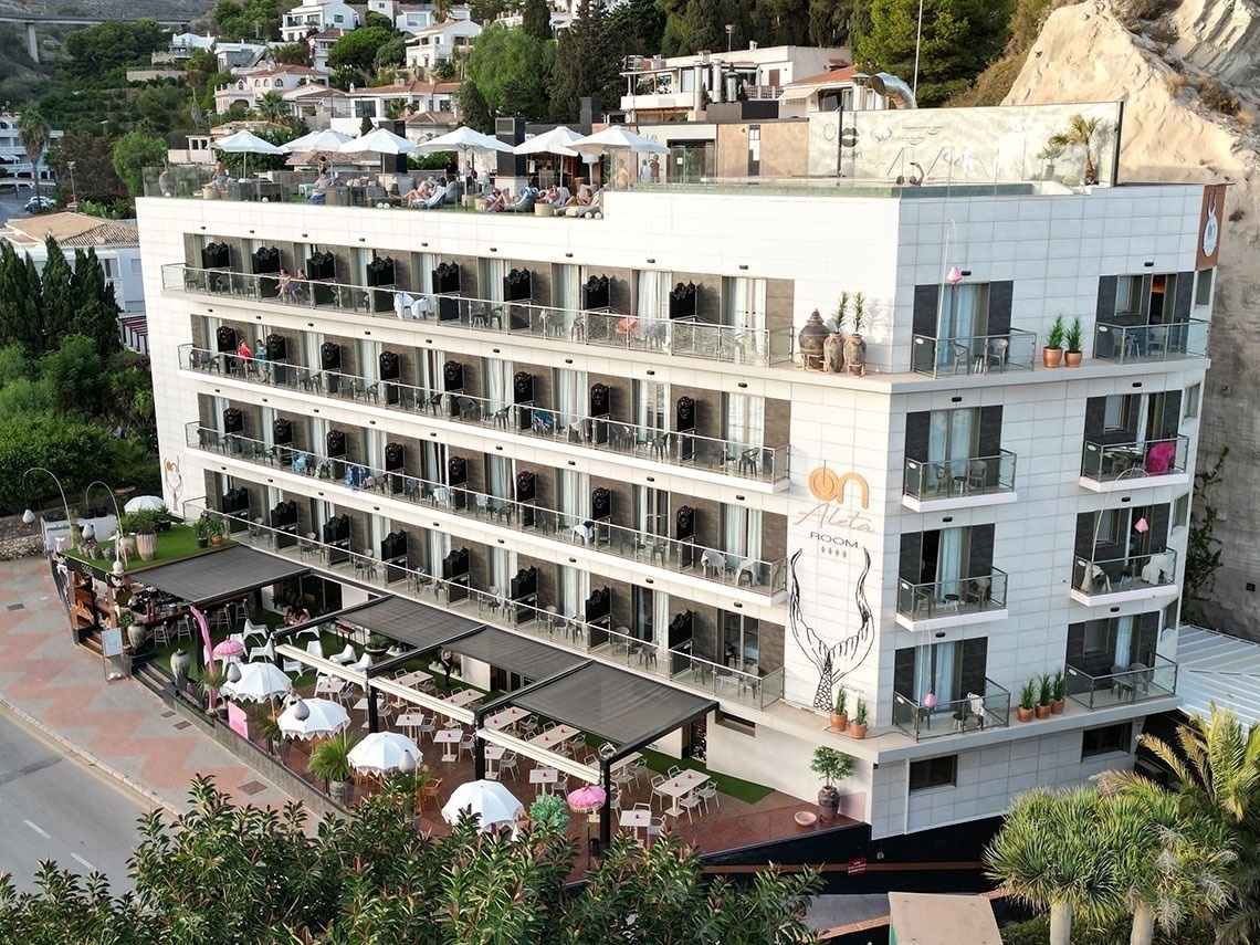 an aerial view of a hotel called alta
