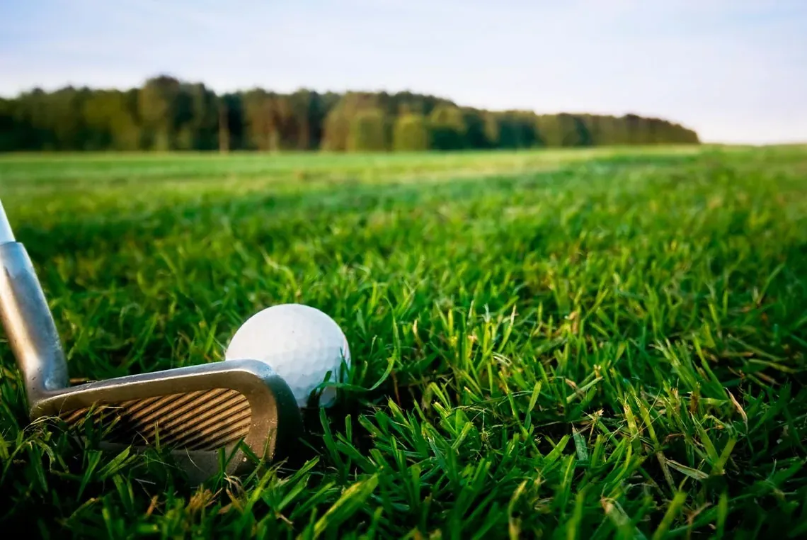 Golf club and ball on green grass. Perfect for On Hotels: ON Corporativa events.