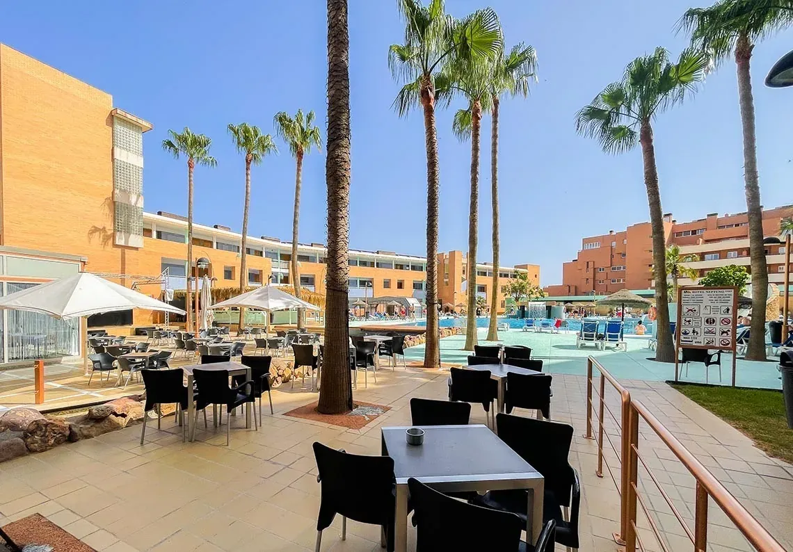 Terrace and pool at Hotel Neptuno Roquetas de Mar Almeria | ON Hotels Group.