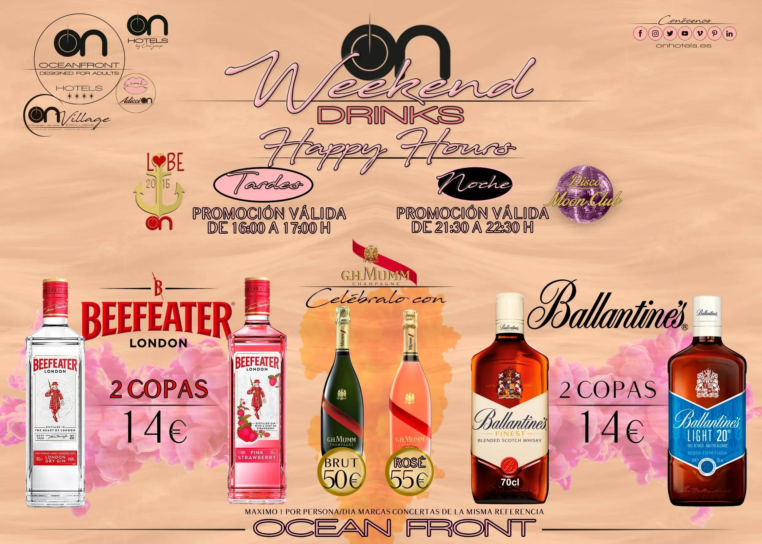 On Hotels: ON Corporativa apresenta Weekend Happy Hours com ofertas em Beefeater, G.H.Mumm e Ballantines.