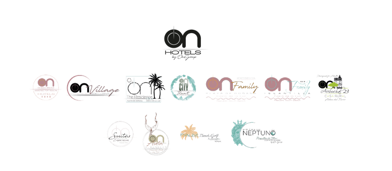 les logos des différents hôtels sont alignés sur un fond blanc