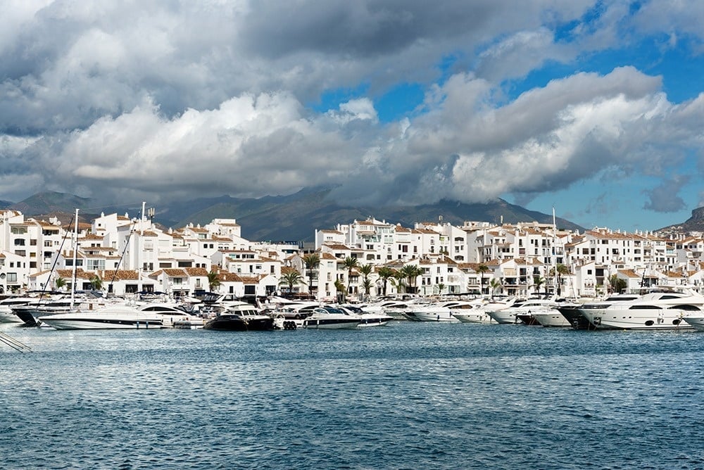 Panoramic view of the Marbella marina near the Hotel Ona Alanda Club Marbella