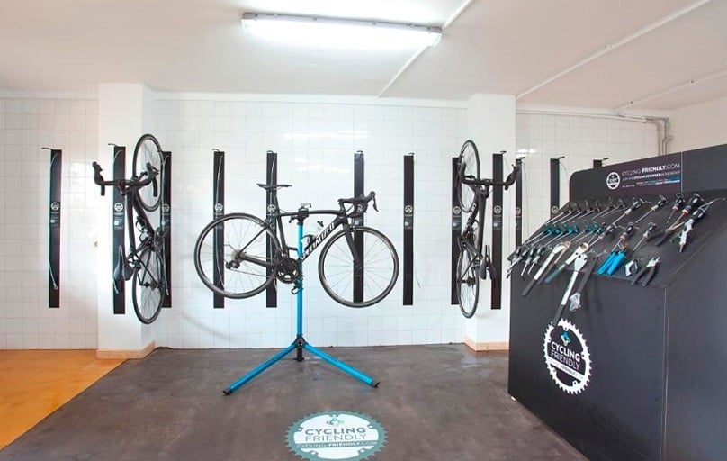 Bicycle storage area at the Ona Cala Pi hotel, in Majorca