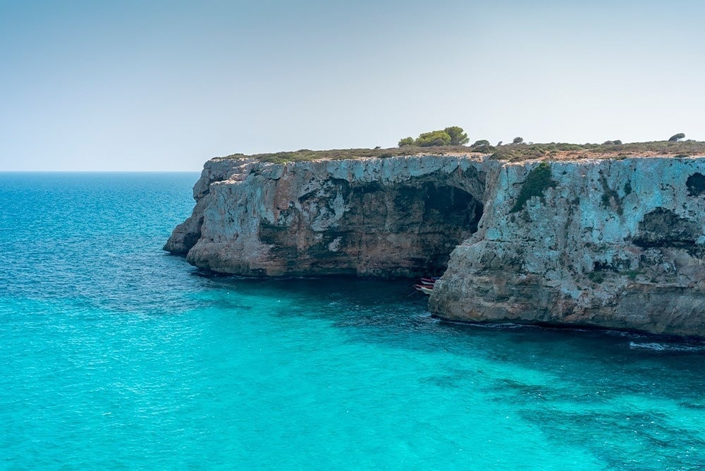 Panoramic view of the Mediterranean Sea near the Ona Cala Pi hotel, in Majorca