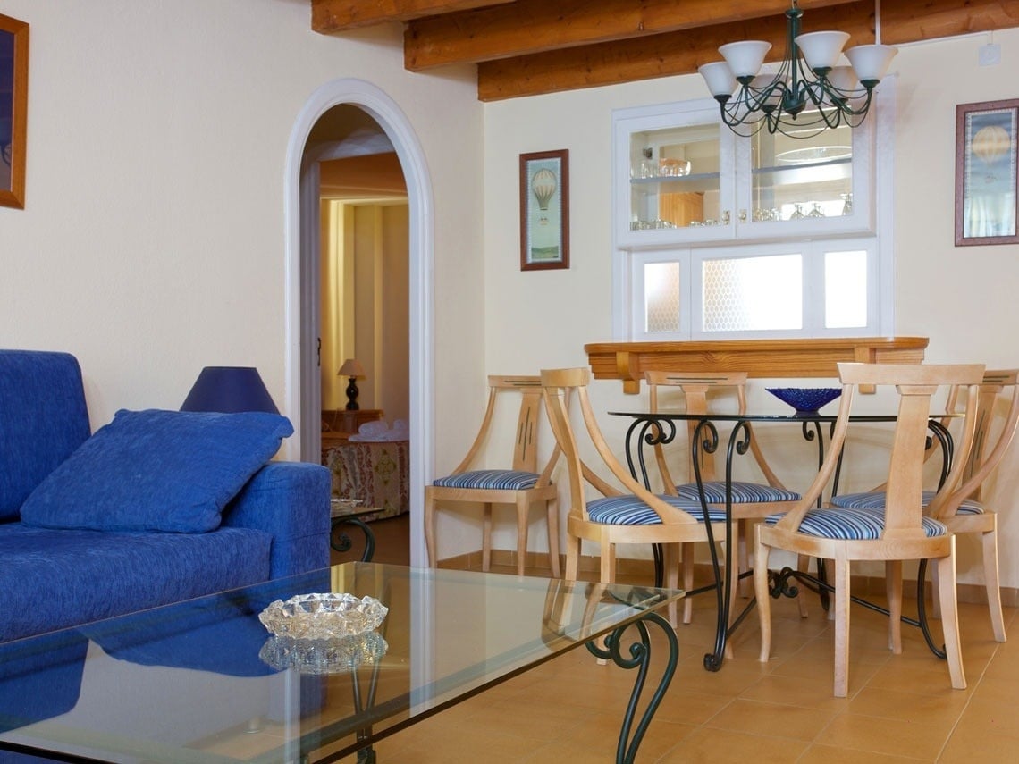 Dining room of the Ona Cala Pi hotel apartment, in Majorca