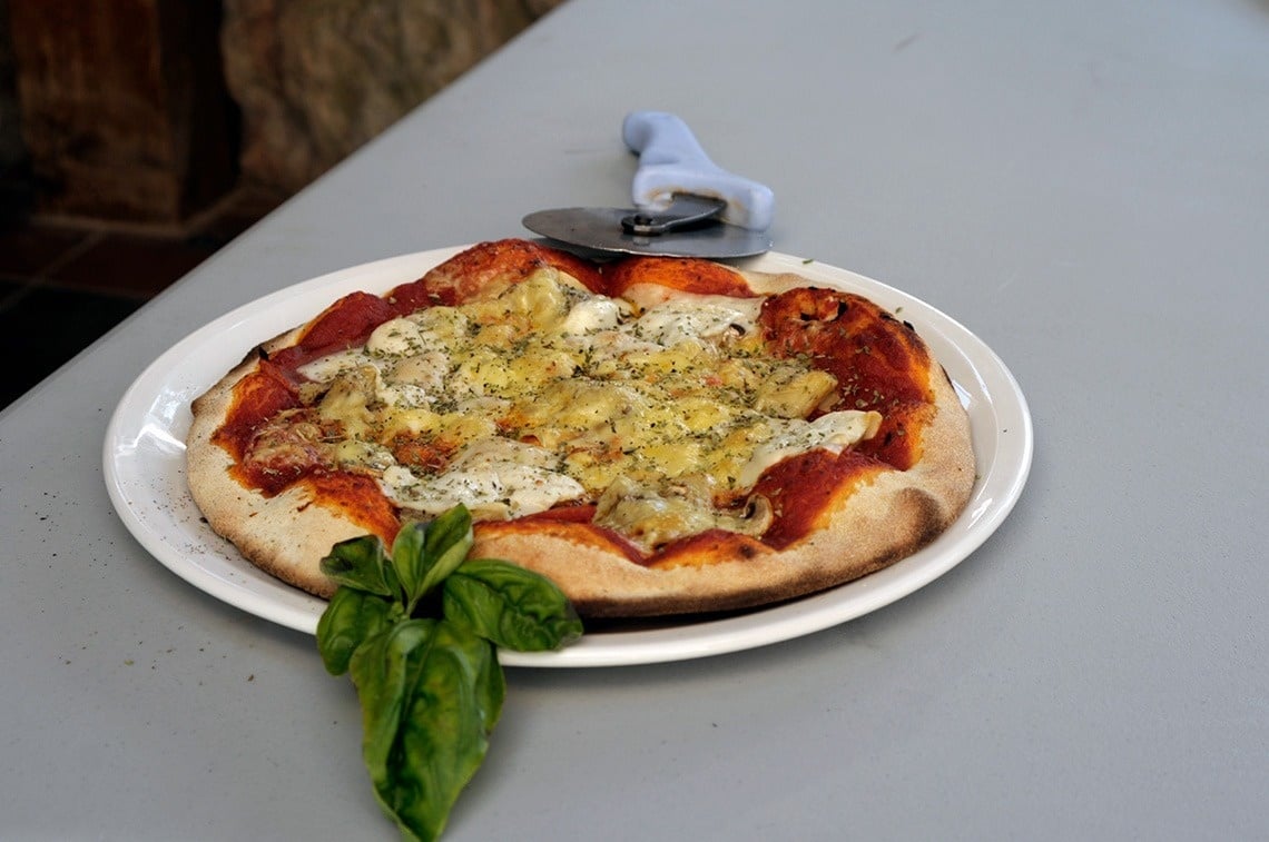 Pizza del restaurante de Mallorca, El Mirador en Cala Pi.