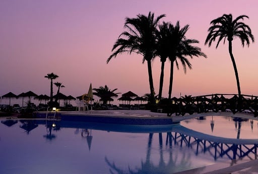 Outdoor pool at dusk of the Hotel Ona Marinas in Nerja