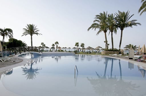Outdoor pool with palm trees of the Hotel Ona Marinas in Nerja
