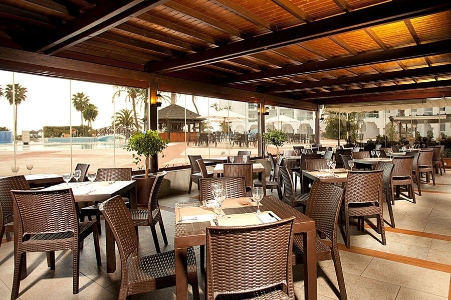 Dining area of the. restaurant of the Hotel Ona Marinas in Nerja