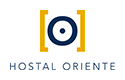 un logotipo azul y amarillo para hostal oriente