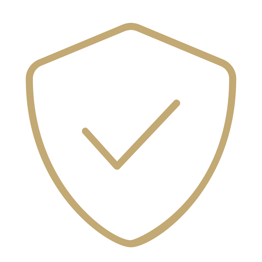 un icono amarillo de un escudo con una marca de verificación dentro de él