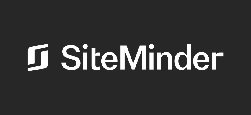 a logo for siteminder on a black background