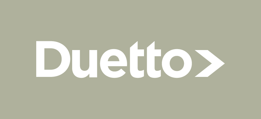 the word duetto is on a grey background