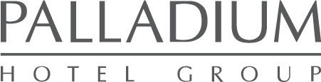 a black and white logo for palladium hotel group