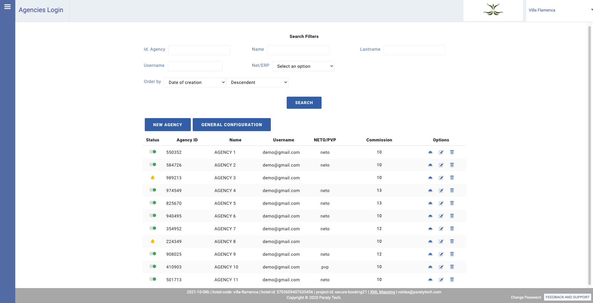 Panel de Configuración