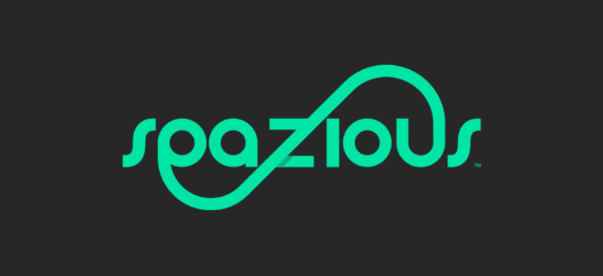 a green logo for spazious on a black background