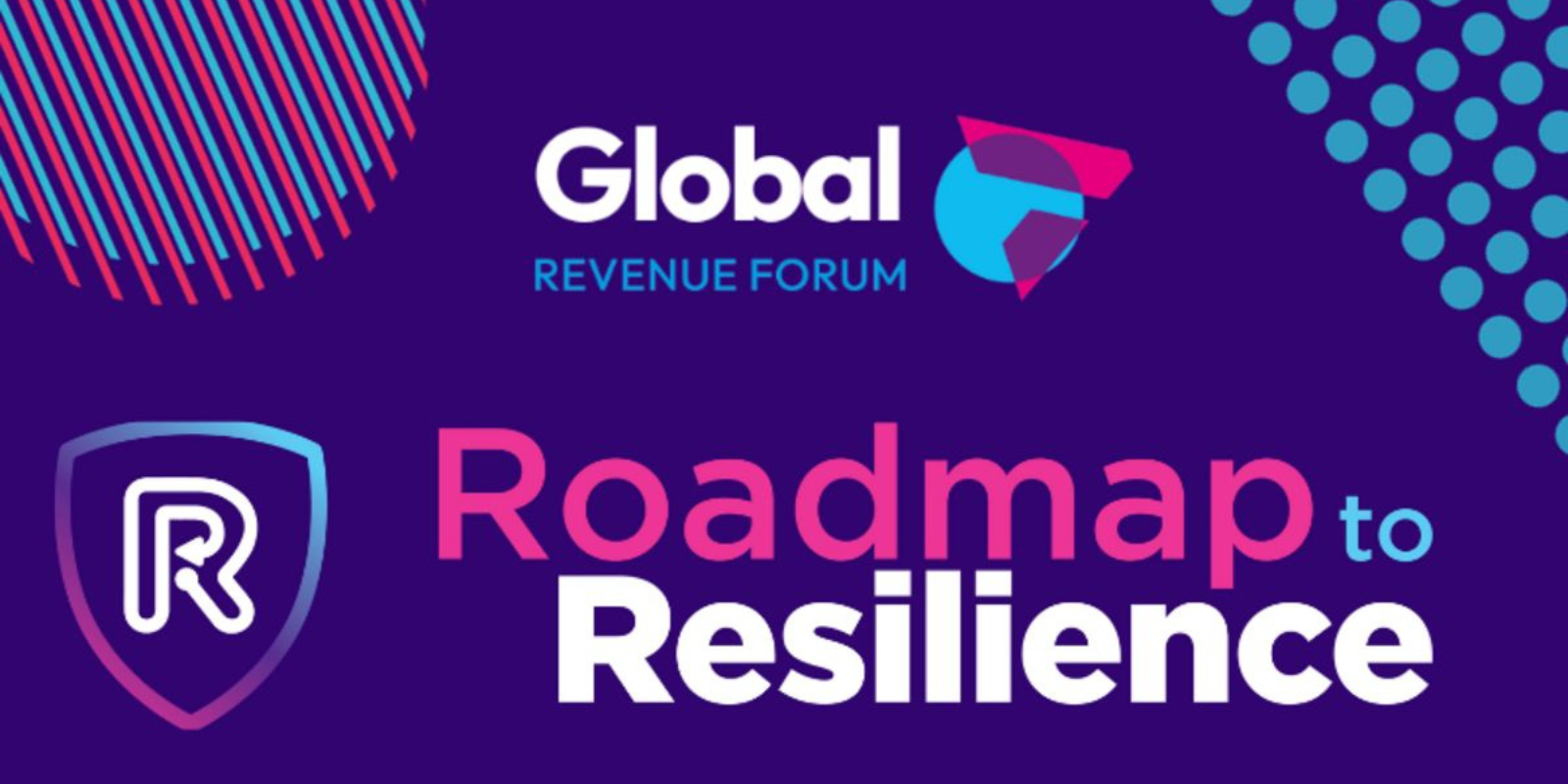 a purple background with the words global revenue forum roadmap to resilience