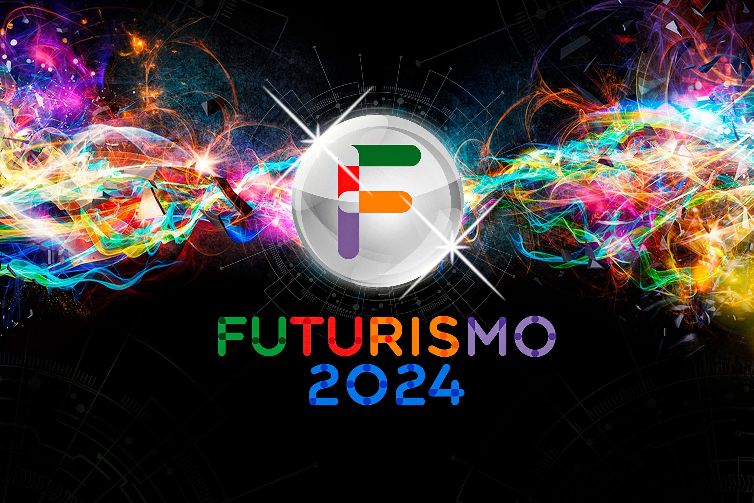 futurismo 2024 é escrito em um fundo colorido