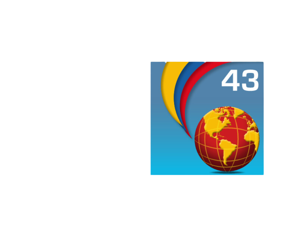 um logotipo com um globo e o número 43