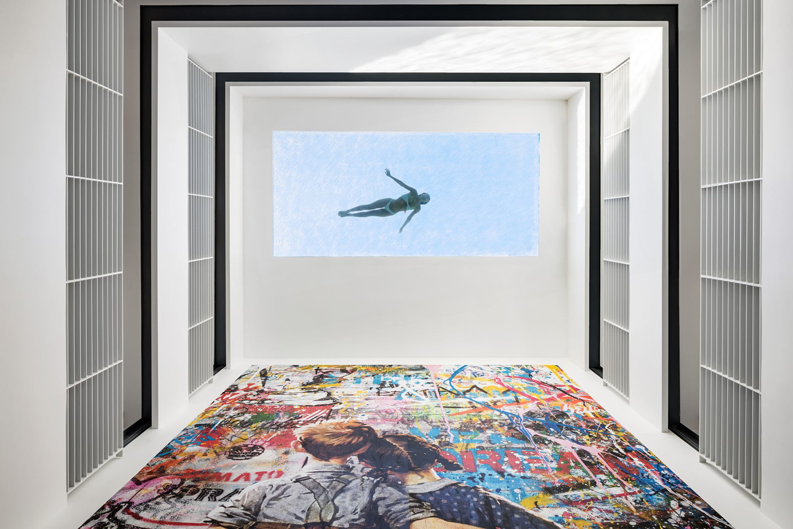 Vibrant pool and murals at REEM: Park Central South Beach Hotel.