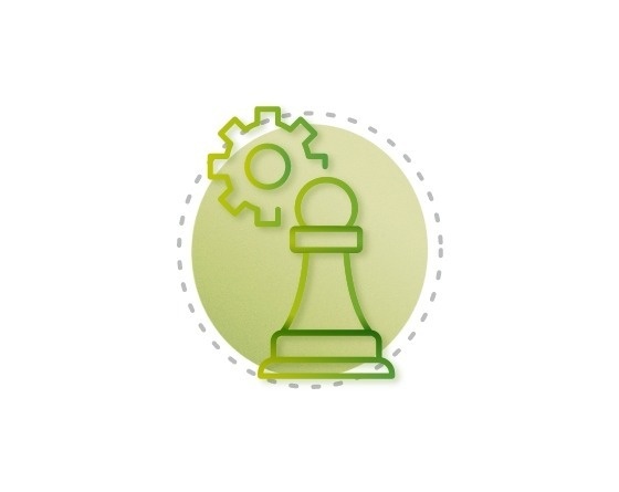 a chess piece with a gear on top of it .