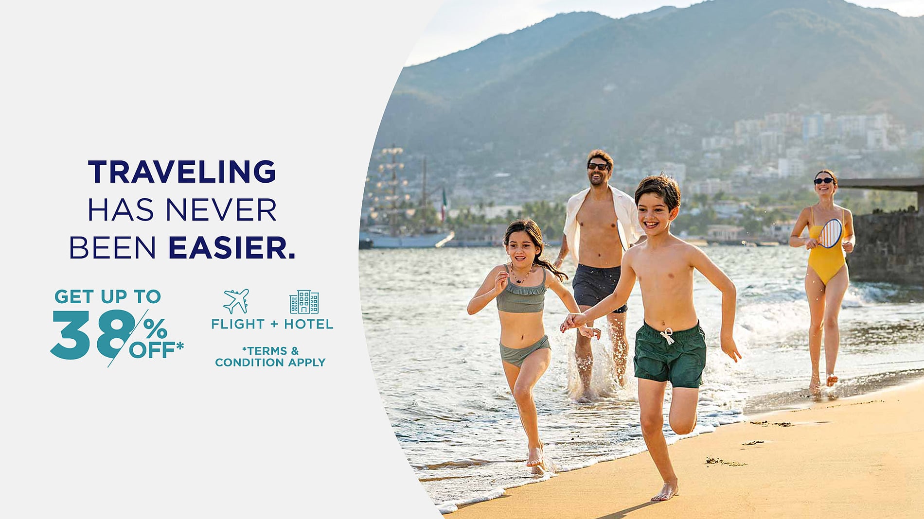 Family enjoys a beach vacation with a 'Hotel Park Royal Beach Acapulco | Mexican Pacific | Official Web' discount.