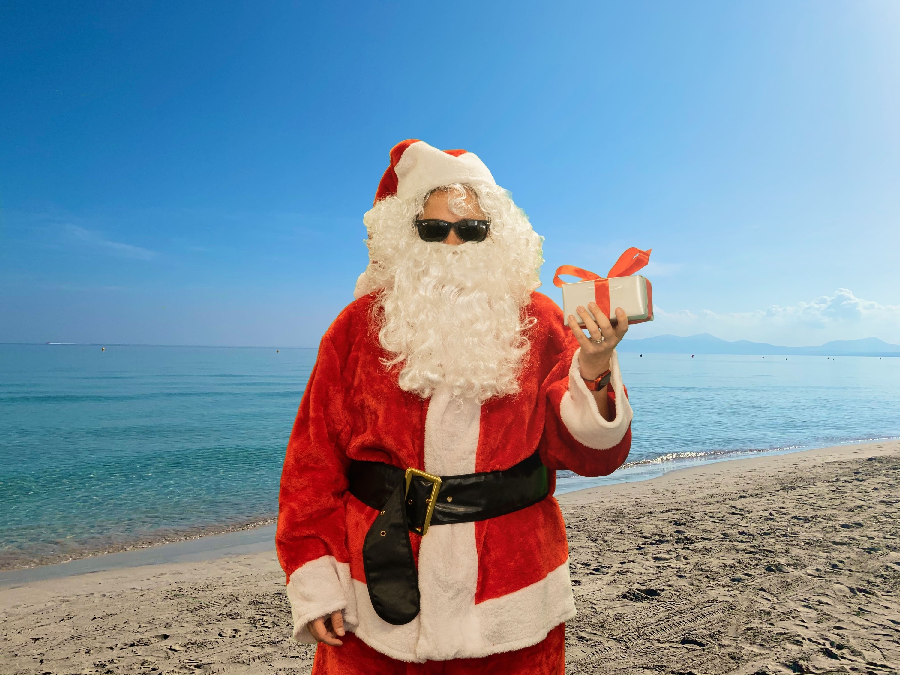 Santa Claus at the beach