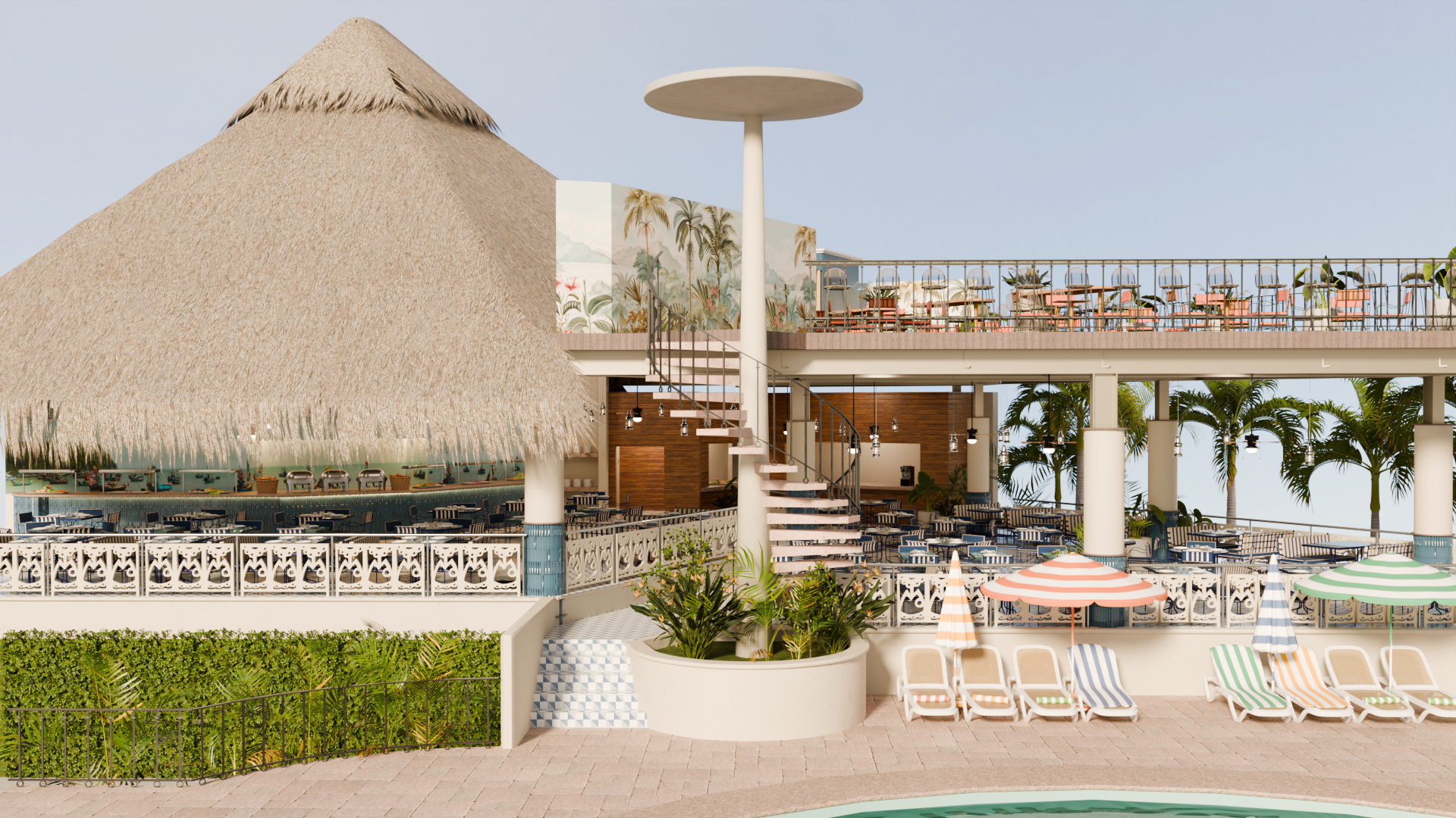 Entrance of the restaurant El Pescador of the Hotel Park Royal Beach Acapulco